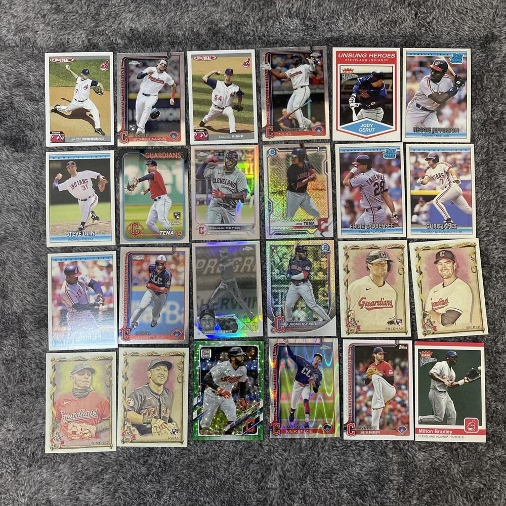 Cleveland Indians /‎ Guardians Baseball 24 Card Lot - Rookies, Stars, Inserts